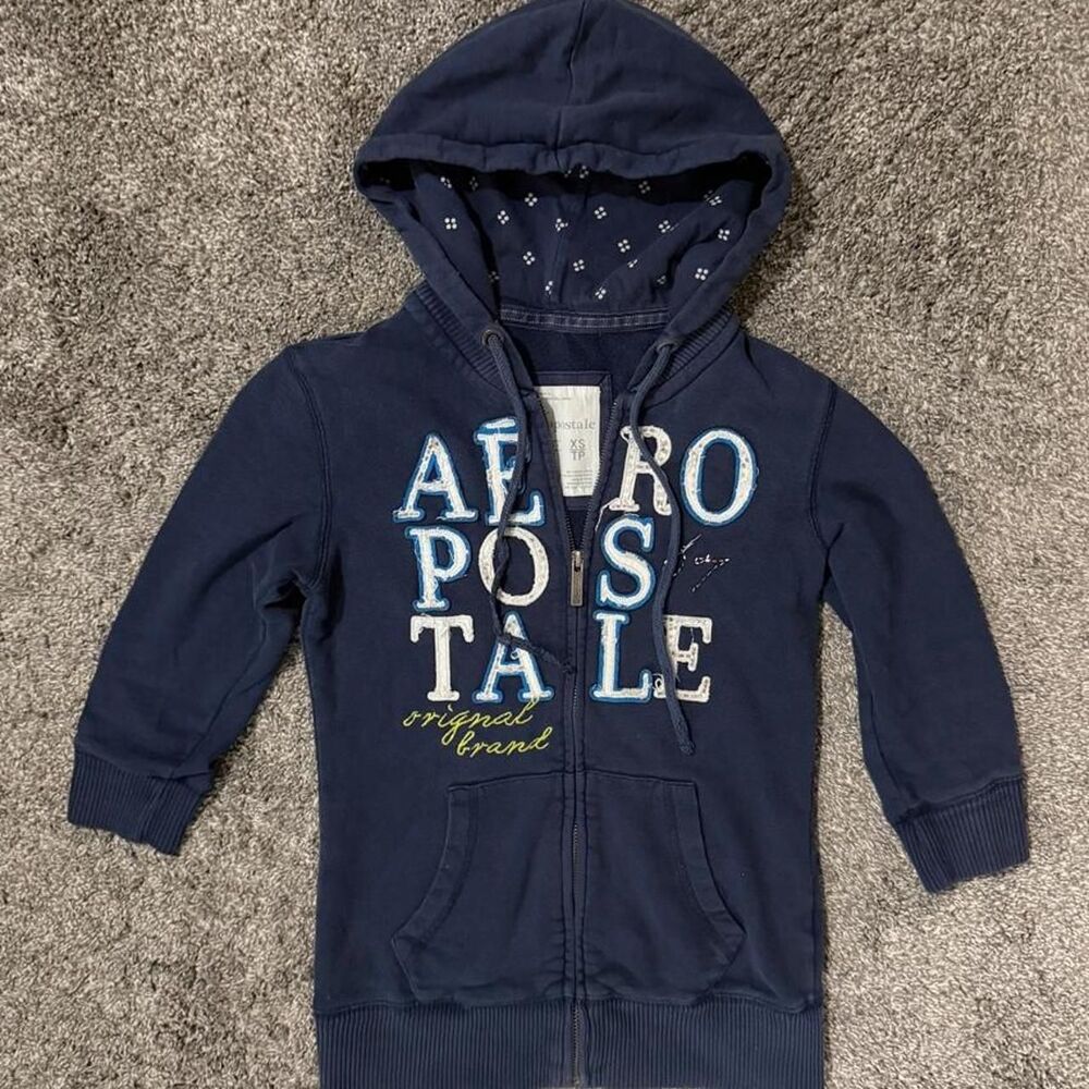 Aeropostale Women's Navy and Blue Hoodie